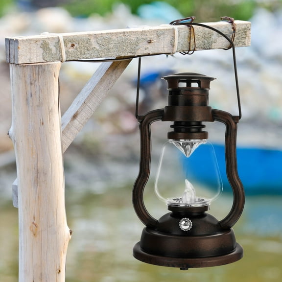 STOBOK 1Pc Vintage Coffee Handheld Kerosene Lantern for Home Decor and Festival Night Ambiance