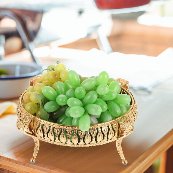 STOBOK 1Pcs Metal Serving Platter Gilded Iron Oval Fruit Serving for Household Users