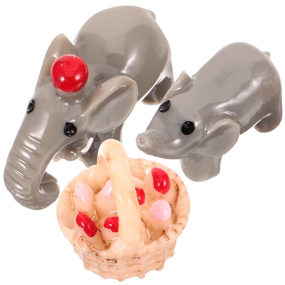 STOBOK 1Set Resin Elephant Model for Micro Landscape Decor and Office Shelf with Assorted Color