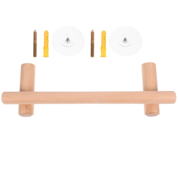 STOBOK Khaki Wood Towel Hanger Space-Saving for Small Bathrooms 1Pc