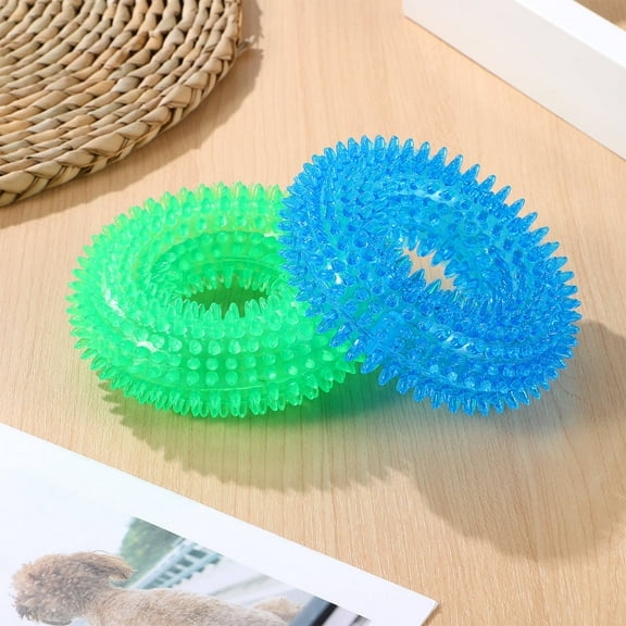 STOBOK 2 Pcs Pet Dog Chew Toy TPR Blue Round Ring for Indoor Outdoor Play