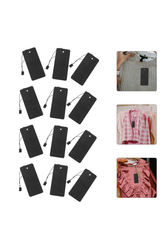 Clothes Hanging Tags Black Plastic 200 Set