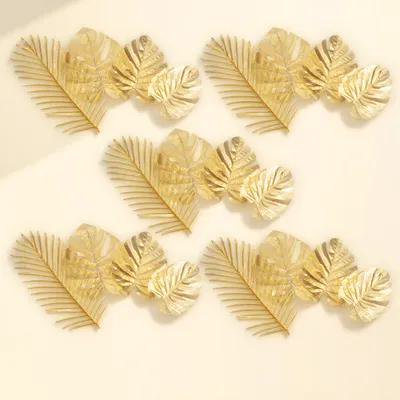 STOBOK Silk Fabric Golden Monstera Leaves, Realistic and Vivid for Indoor and Outdoor Decoration