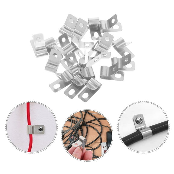STOBOK 20Pcs Metal Wire Clips for Cable Management with U Shaped Mounting Easy Installation