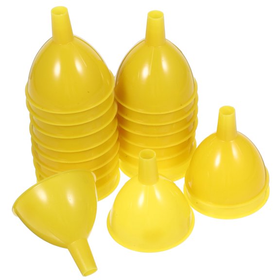 STOBOK 20Pcs Yellow Plastic Lab Funnel for Scientific Experiment and Bottle Filling Use