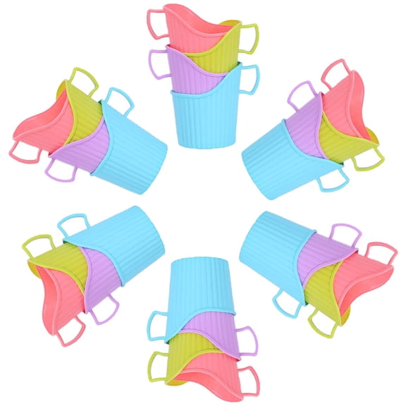STOBOK 24Pcs Anti-Scalding Cup Holder with Comfortable Grip and Decorative Design Assorted Colors