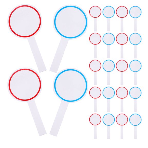 STOBOK 24Pcs Erasable Dry Erase Handheld Boards with Lightweight Handle for Games and Voting Activities