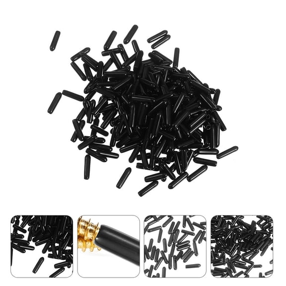 STOBOK 250Pcs Black Round End Caps Rubber Thread Protectors for Tubing and Screws