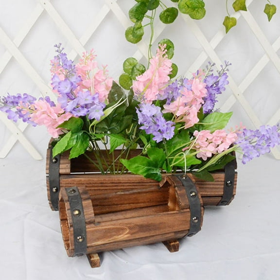 STOBOK Rustic Flower Pot Wooden Plants Box Vintage Style Flower Container Brown Carbonized for Storage 2Pcs