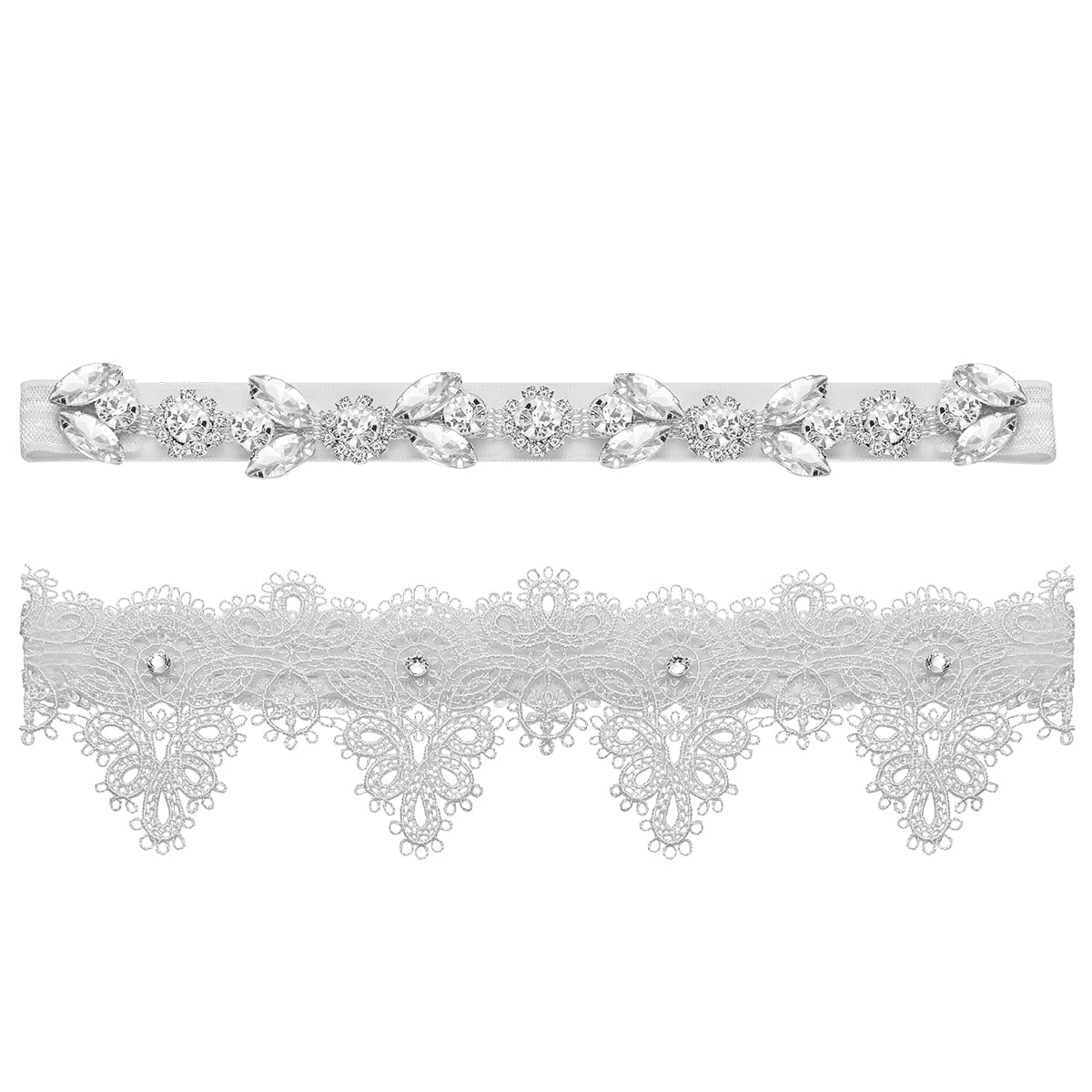STOBOK 2PCS Wedding Bride Garter Rhinestone Crystal Garter Belt for