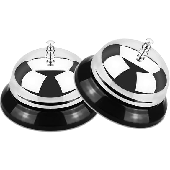 STOBOK 2Pcs Silver Retro Metal Dinner Bell for Hotel Bar Kitchen with Loud Clear Tone