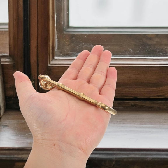 STOBOK 2Pcs Brass Cabin Hook and Eye Latch for Door with Reinforced Windproof Design in Golden