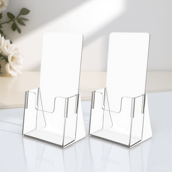 STOBOK 2Pcs Clear Acrylic Menu Holder Brochure Storage Organizer for Office Counter