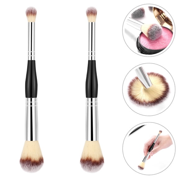 STOBOK 2Pcs Cosmetics Brush Dual Purpose Black For Girls Mother's Day Buffing Set