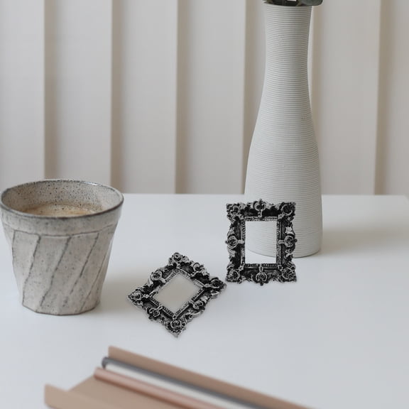 STOBOK 2Pcs European Style Photo Frame Silver Resin Small Frame for Women in Home Decoration