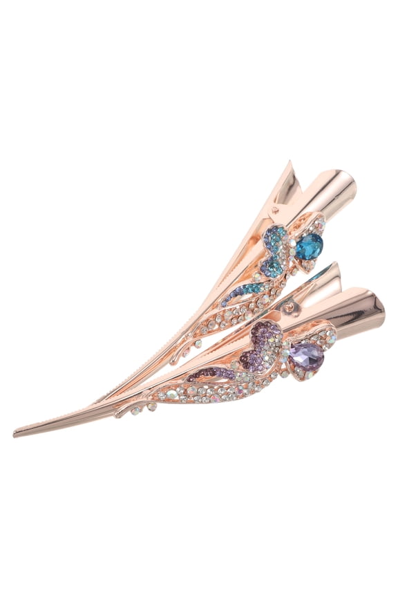 2Pcs Elegant Vintage Metal Snap Hairpins with Rhinestone for Decorative Hair Accessories