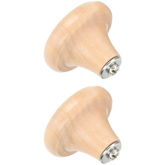 STOBOK 2Pcs Universal Wood Pan Lid Handles Replaceable Lid Knobs for Kitchen Pots Beige
