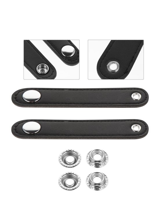2Pcs Portable Black Bellows Buckle Belt Made with Eco Friendly Faux