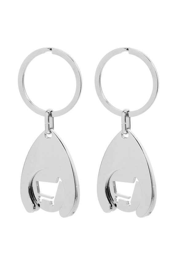 2Pcs Portable Shopping Cart Token Metal Keyring Silver for Grocery Use Friends