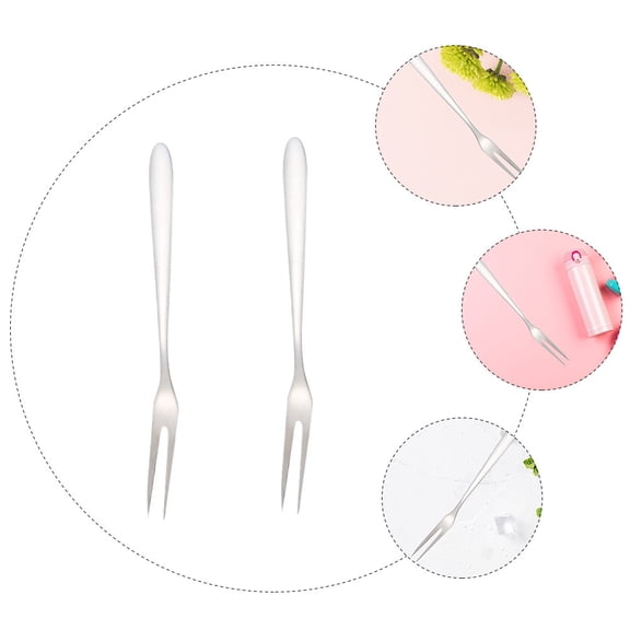 STOBOK Set of 2 White Stainless Steel Dessert Forks with Smooth , Easy to Clean, Perfect for Parties and Everyday Use