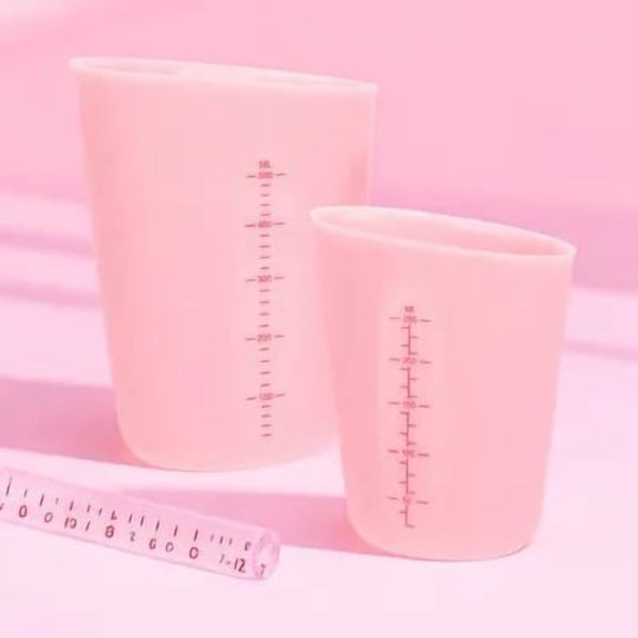 STOBOK 2-Piece Silicone Measuring Cups Set, Flexible Non- for Accurate Liquid Measuring