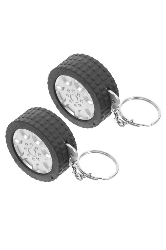 Black Tire Retractable Measuring Tape, Alloy and Plastic Keychain, Compact and Durable