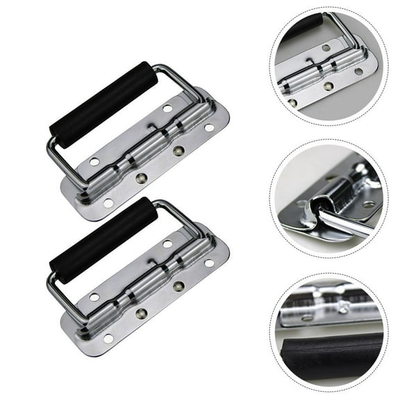 STOBOK 2Pcs Durable Stainless Steel Folding Handle for Case and Door