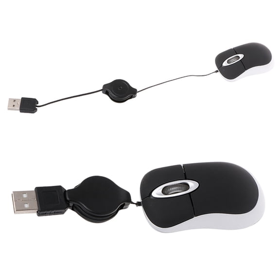 STOBOK 2Pcs Portable USB Retractable Mouse Ergonomic Compact Design for Computer Use