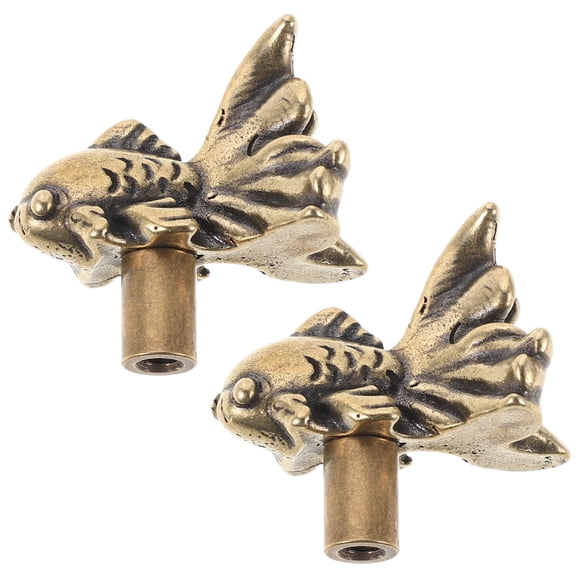 STOBOK 2Pcs Antique Style Brass Fish Cabinet Pulls for Dresser with Universal Fit