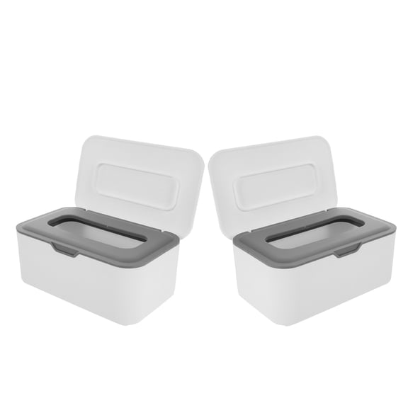 STOBOK Wipe Dispenser Reusable Grey PP for Bathroom and Travel 2Pcs