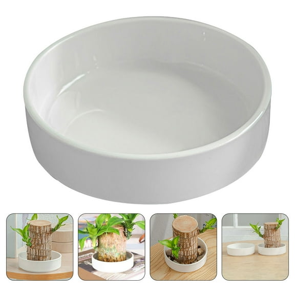 STOBOK Flowerpot Saucers Ceramic White 2Pcs