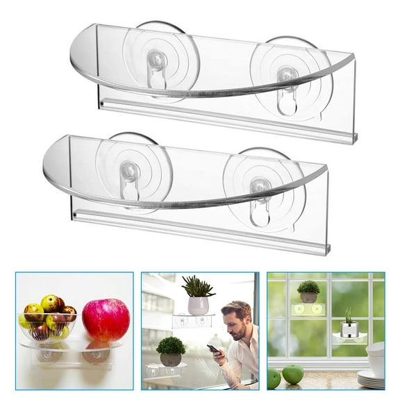 STOBOK 2Pcs Clear Bonsai Stands Acrylic Plant Shelf with Suction Cups for Home and Garden