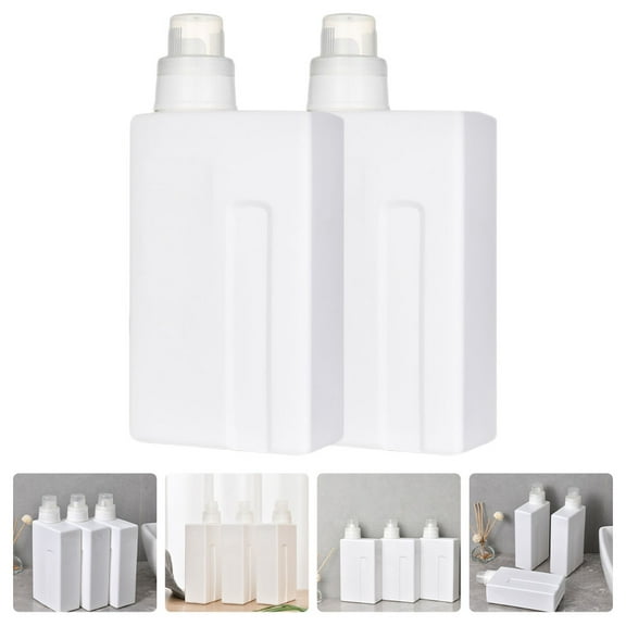 STOBOK 2Pcs Empty Liquid Detergent Bottle White PE Refillable Storage for Hotel Use