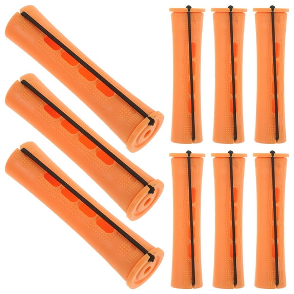 STOBOK 30Pcs Flexible Plastic Perm Rods Orange Hair Curlers for Creating Firm Waves and Curls