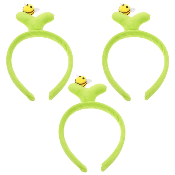 STOBOK 3Pcs Bee Hair Accessory Green Plant Hairband Plush Headband for Funny Party and Cosplay