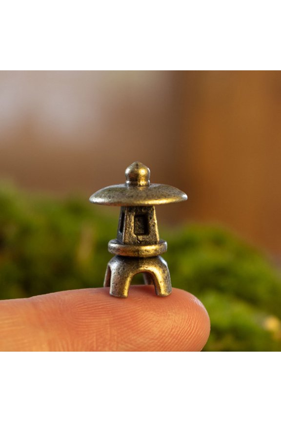 3Pcs Asian Decor Garden Miniature Figurines Copper Alloy Golden Farmhouse Style Lawn Micro Landscaping