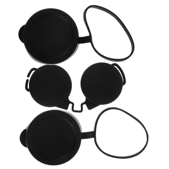 STOBOK 3-Pack Black Rubber Objective Lens Caps for Camera Lens , Travel, Bird Watching, and Outdoor Use
