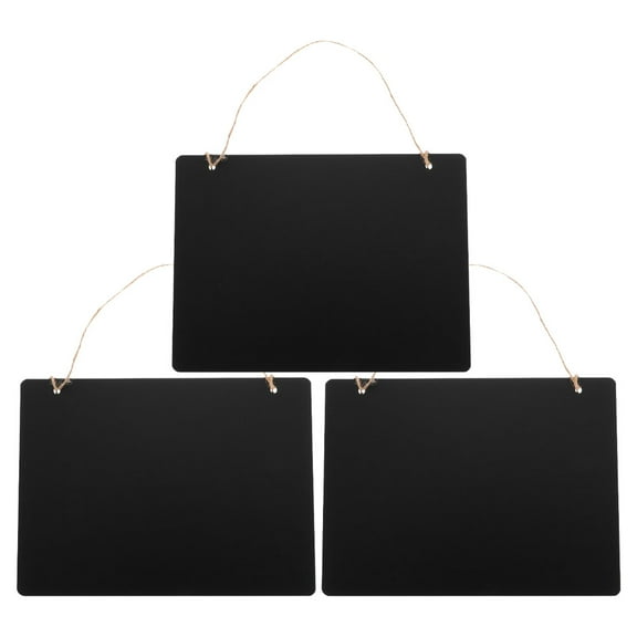 STOBOK 3Pcs Black Wooden Chalkboard Hanging Sign Easy Erase Double Sided Message Board