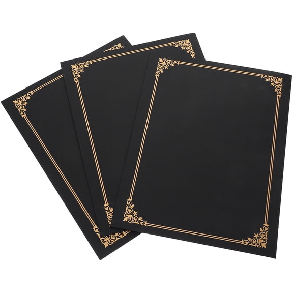 STOBOK 3Pcs Black Certificate Covers Paper Folder for Diploma and Award Protection