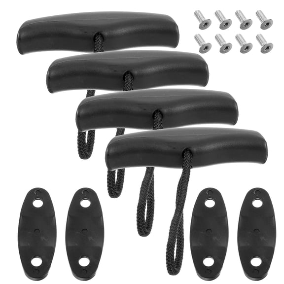 STOBOK 4Set Canoe Carry Handle Replacement Kit Black Anti Skid Rubber for Kayak Marine Use