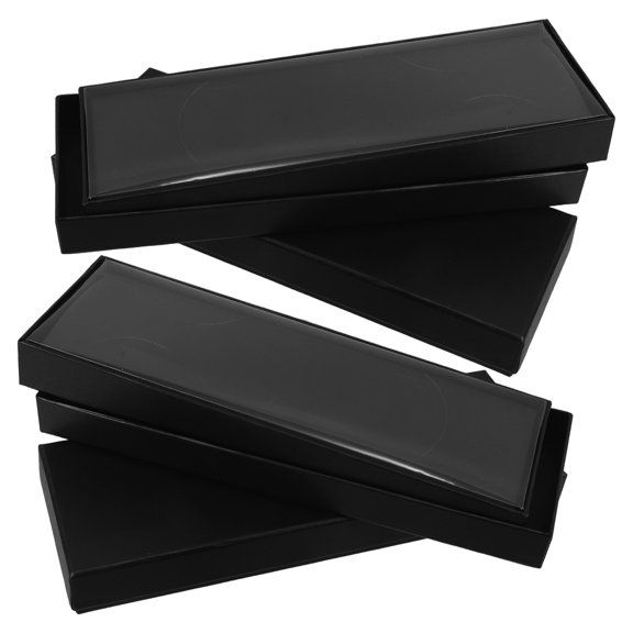 STOBOK 4Pcs Black Cardboard Tie Storage Boxes Stackable Organizer for Neckties