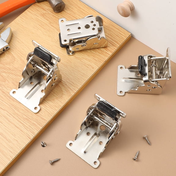 STOBOK 4Pcs Folding Furniture Hinges Steel Self Locking with Precise 90 Degree Fold for Home Improvement