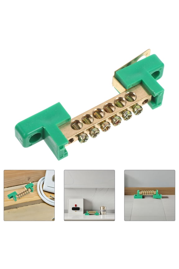 4Pcs Green Copper Bus Bar Terminal Block for Electrical Grounding