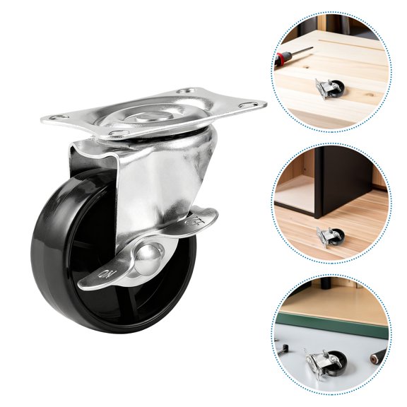 STOBOK 4Pcs Heavy Duty Rubber Casters with Brake for Furniture Smooth Silent Swivel Wheels with Lock