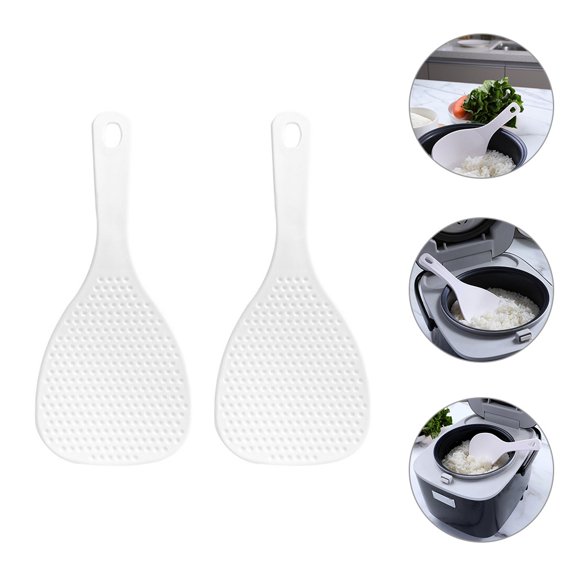 STOBOK 4Pcs Space Saving Rice Spoon White Kitchen Paddle Nonstick Design with Hanging Hook