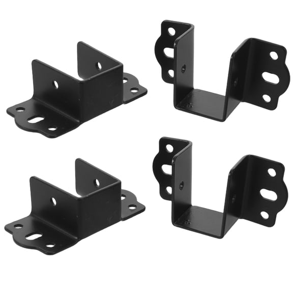 STOBOK Sturdy Metal Bed Frame Brackets, U-Shaped Iron Supports for Rails, 4Pcs