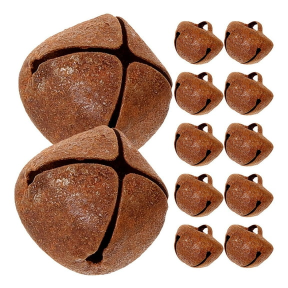 STOBOK Rustic Metal Bells Vintage Brown Christmas Tree Decoration 50Pcs
