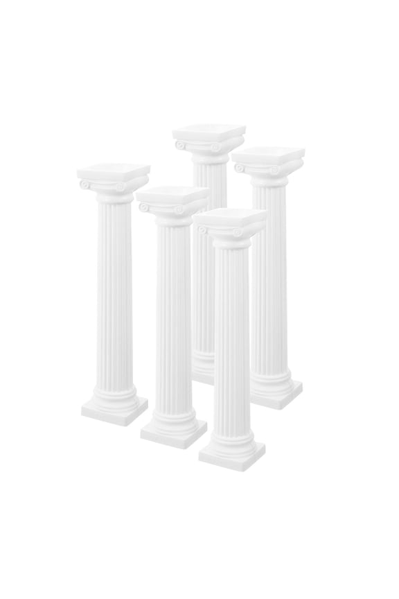 5Pack Mini Roman Pillar Plastic White Column Figurine for Wedding and Interior Design