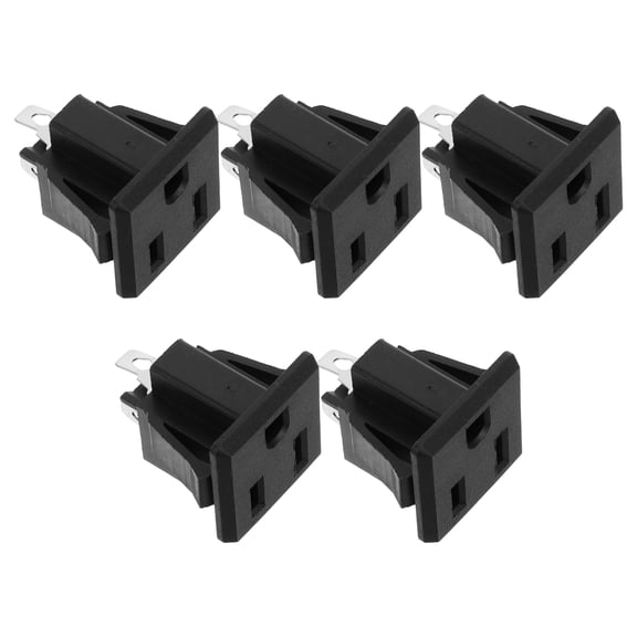 STOBOK 5Pcs Three Pin Socket Plug Replacement with Easy Install Plastic Housing Black
