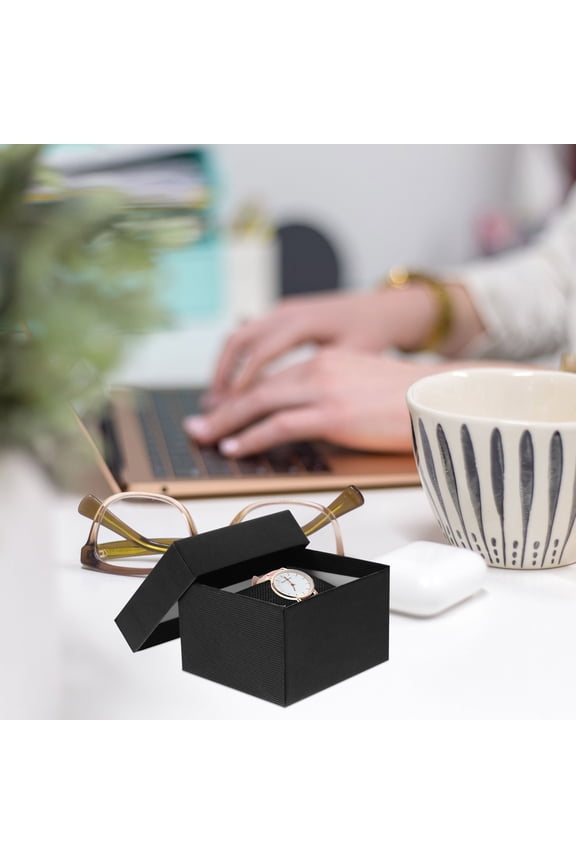 Elegant Black Paper Watch Box for Jewelry Storage and Display 5Pcs